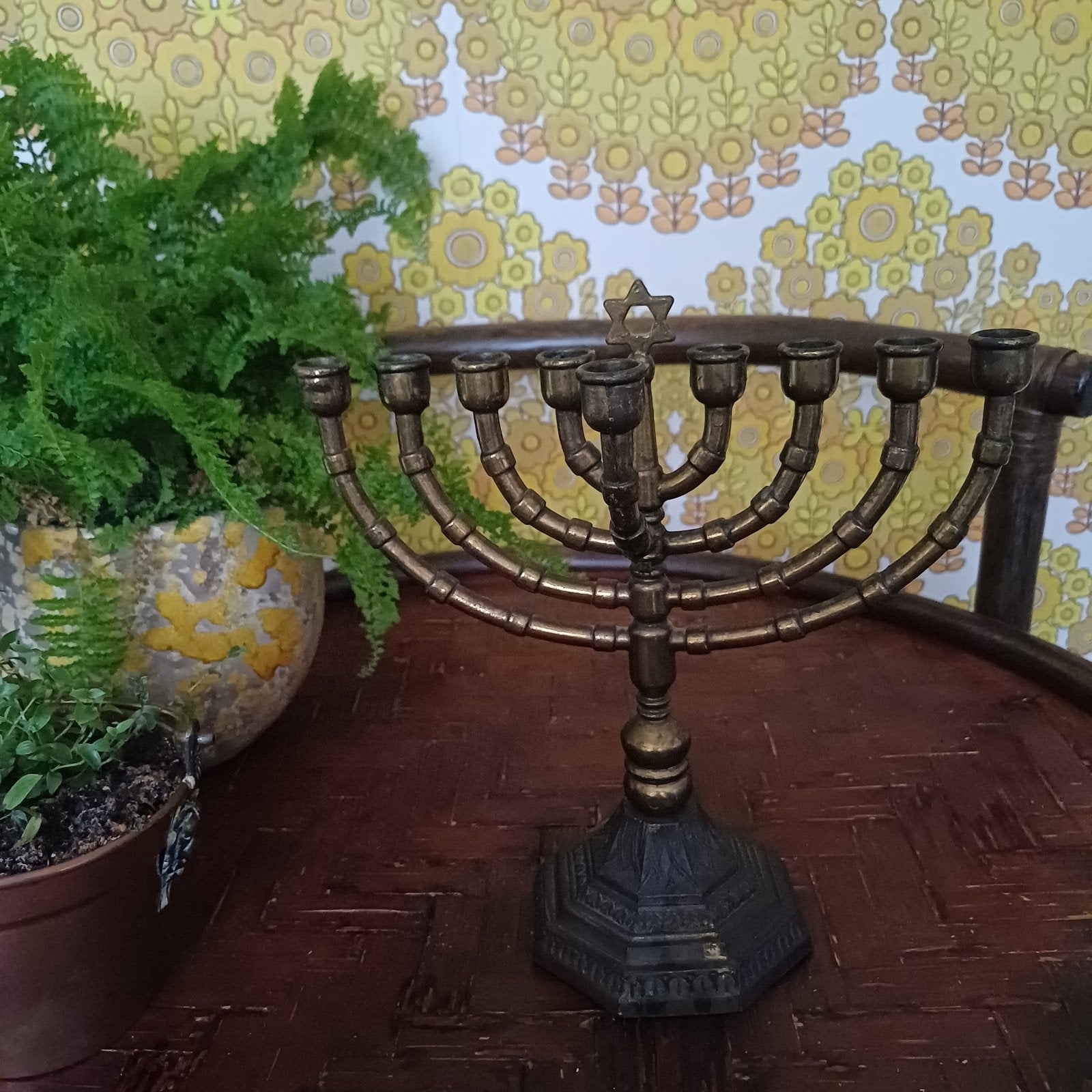 Koperen menorah 9-armen, Antiek en Kunst, Ophalen of Verzenden, Koper of Brons