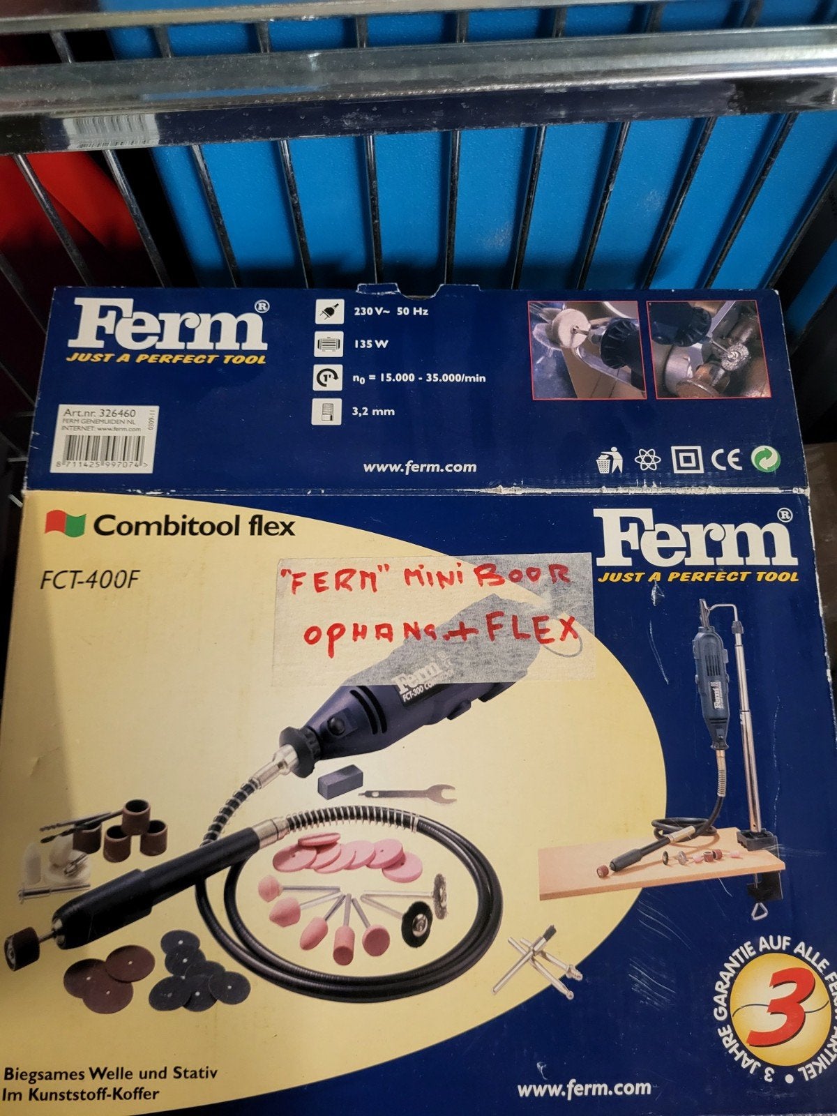 Ferm FCT-400F Miniboor met Flexibele As en Accessoires, Doe-het-zelf en Verbouw, Ophalen of Verzenden, Zo goed als nieuw, Overige typen