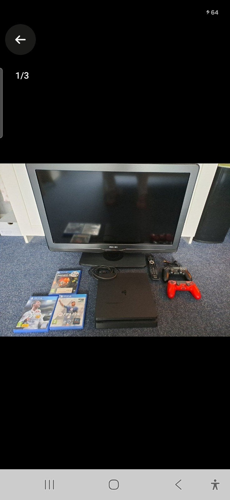 PlayStation 4 Slim met 2 controllers en 3 games, Ophalen, Met 2 controllers, 1 TB, Slim