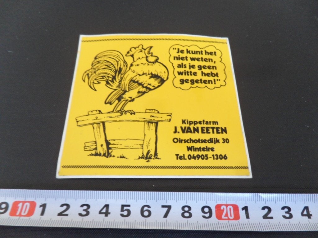 sticker wintelre kippefarm j van eeten oirschotsedijk 30, Ophalen, Zo goed als nieuw