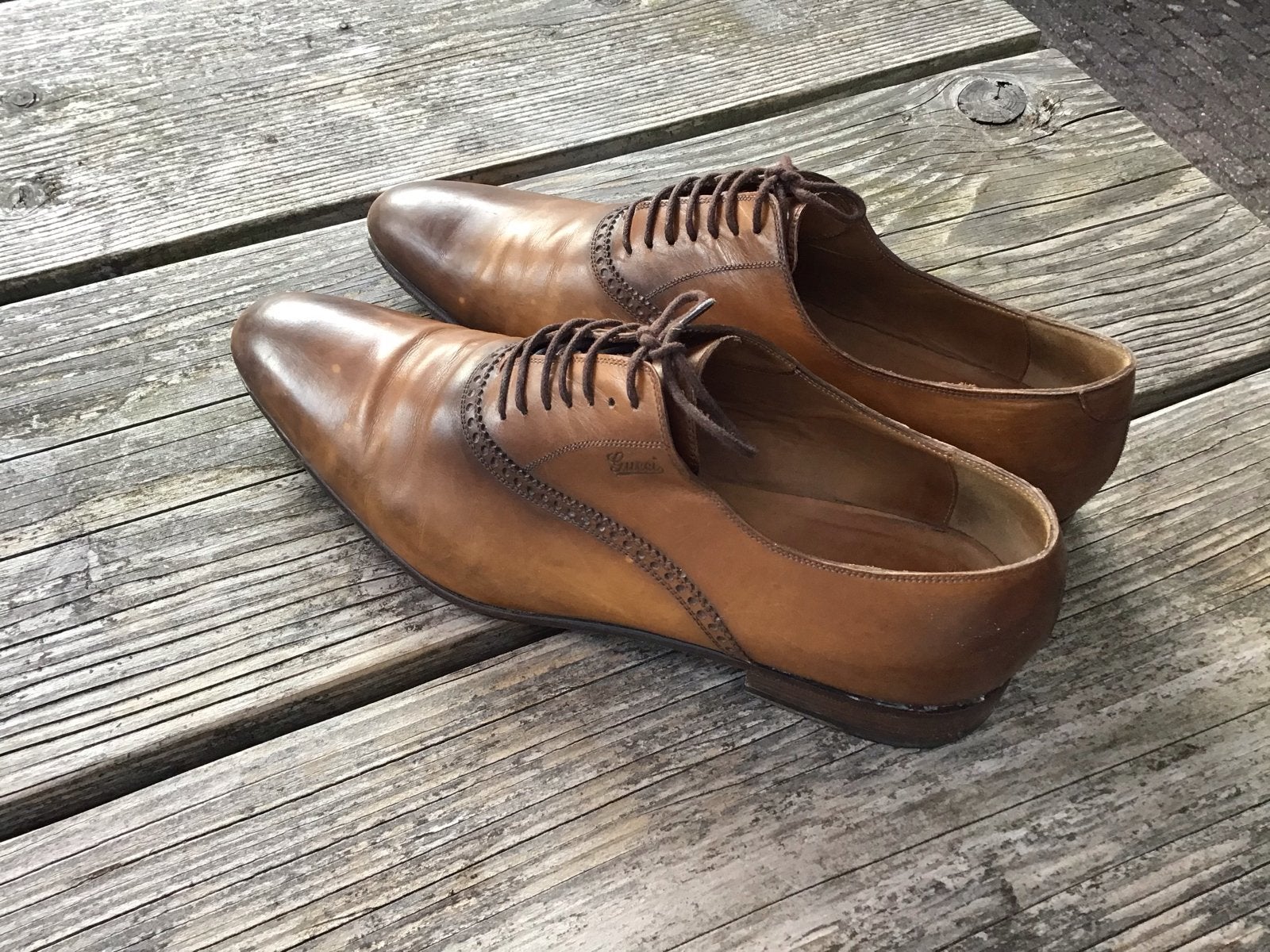 Gucci Schoenen - Maat 9,5 - bruin, Ophalen of Verzenden, Gedragen, Bruin, Veterschoenen