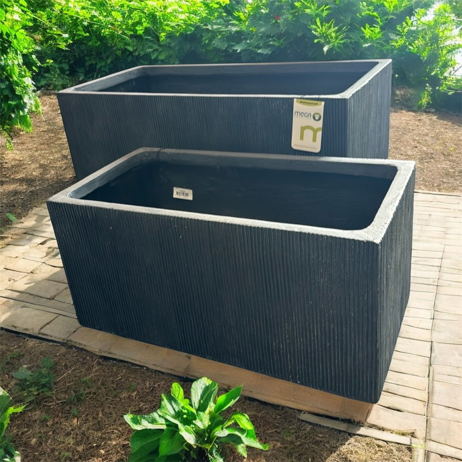 Antraciet Bloembakken - langwerpig - L 80 cm, Tuin en Terras, Bloembakken en Plantenbakken, Ophalen, Steen, Nieuw, Balkon