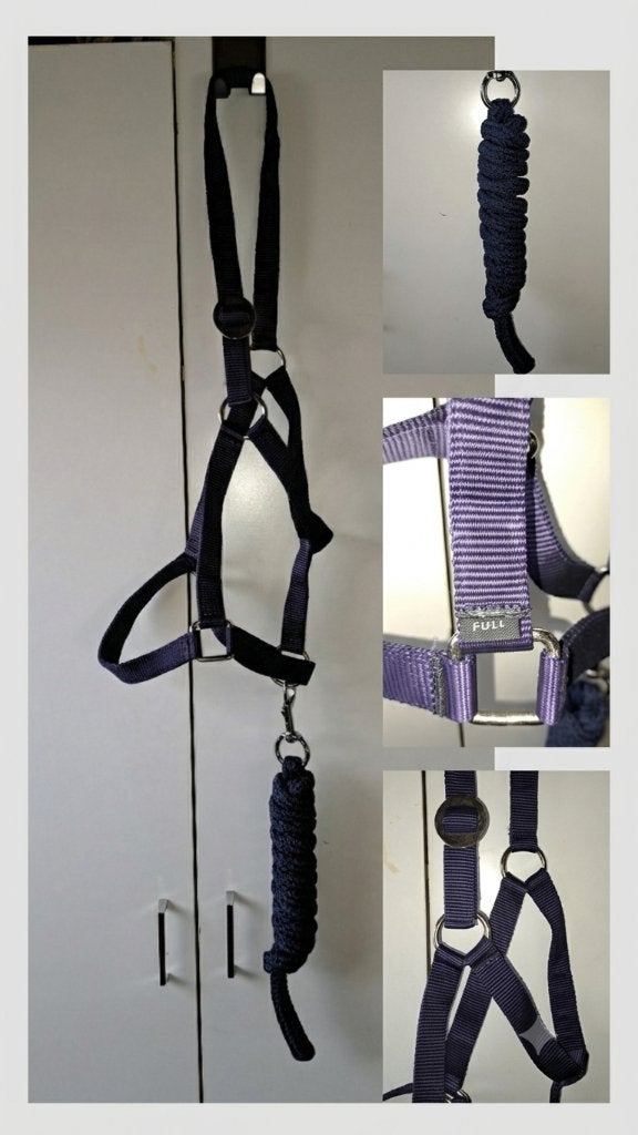 Donkerblauw halster + halstertouw maat Full - nieuw, Dieren en Toebehoren, Verzenden, Nieuw, Blauw, Halster