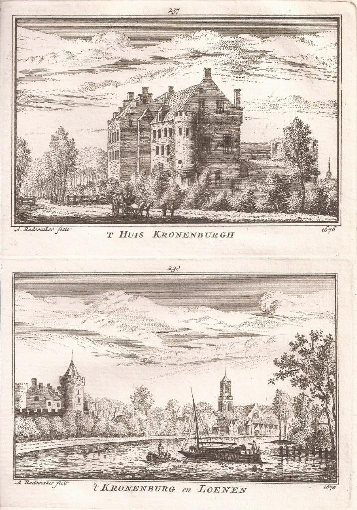 t Huis Kronenburgh -'t Kronenburg en Loenen Rademaker 1676, Antiek en Kunst, Kunst | Etsen en Gravures, Ophalen of Verzenden