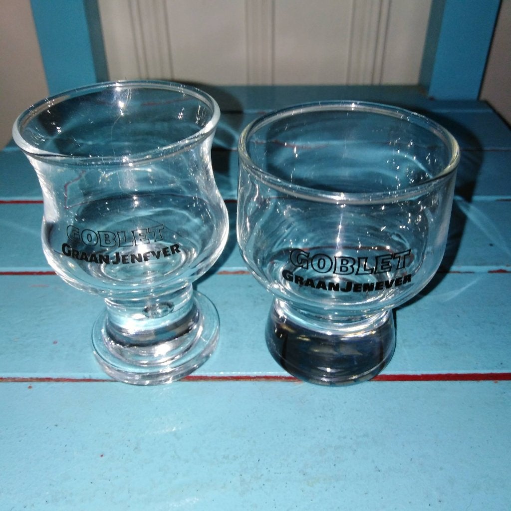 Goblet Graan Jenever borrelglaasjes 4 stuks, Verzamelen, Ophalen, Gebruikt, Borrel- of Shotglas
