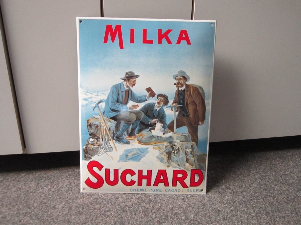 MILKA EMAILLE RECLAMEBORD, Verzamelen, Ophalen, Zo goed als nieuw, Reclamebord
