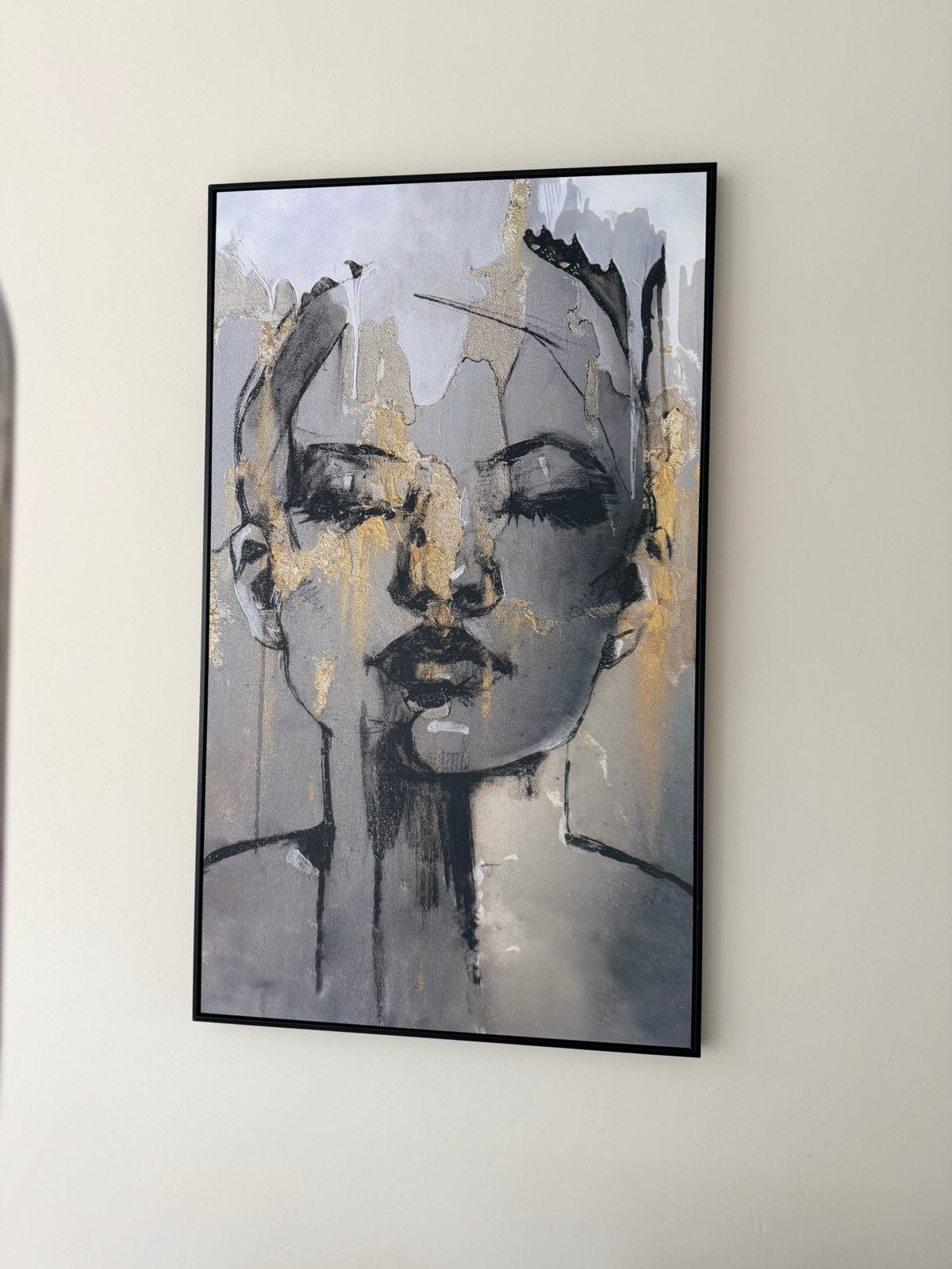 Schilderij vrouw met goud - 118x70 cm, Ophalen