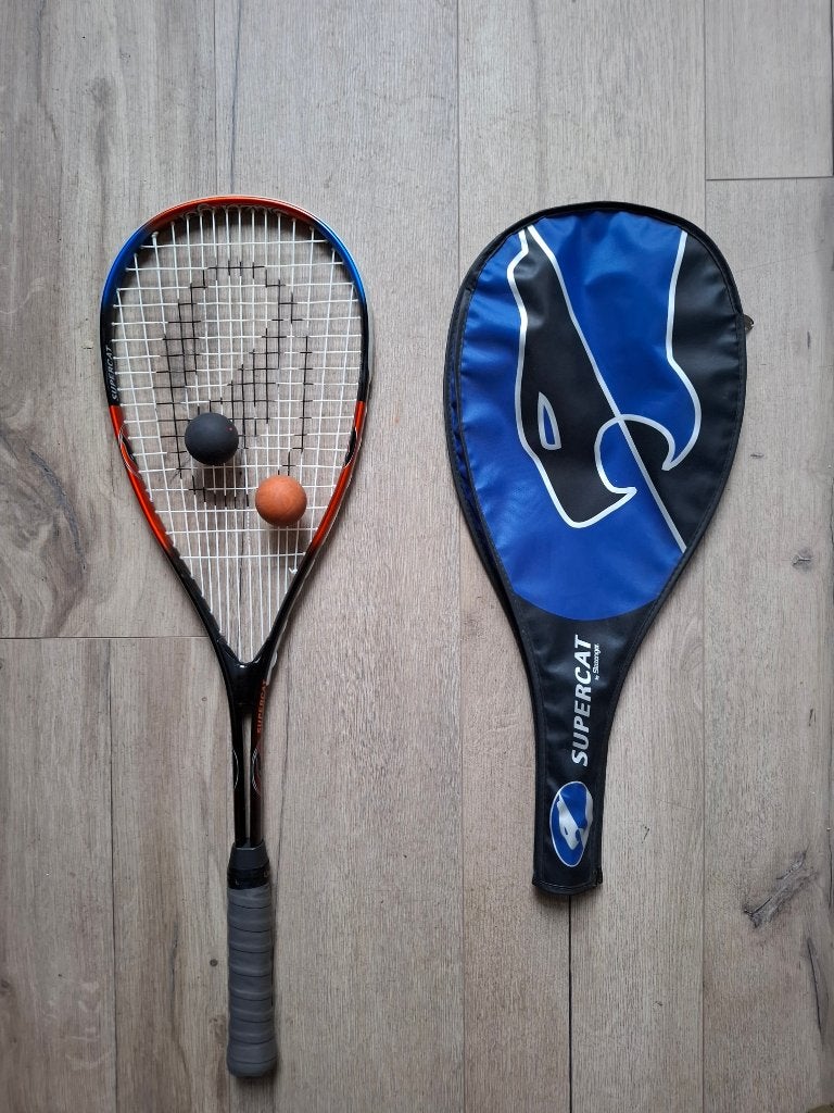 SLAZENGER SUPERCAT squash racket, Sport en Fitness, Ophalen of Verzenden, Zo goed als nieuw, Racket, Met hoes
