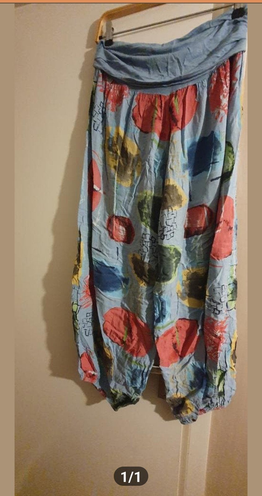 Zomerse harembroek met kleurrijke print, Maat 38/40 (M), Blauw, Ophalen of Verzenden, Onbekend