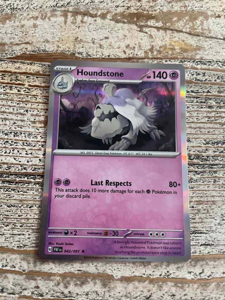 Houndstone Pokémon kaart - Zeldzaam en in topconditie!, Ophalen of Verzenden, Zo goed als nieuw, Losse kaart, Foil