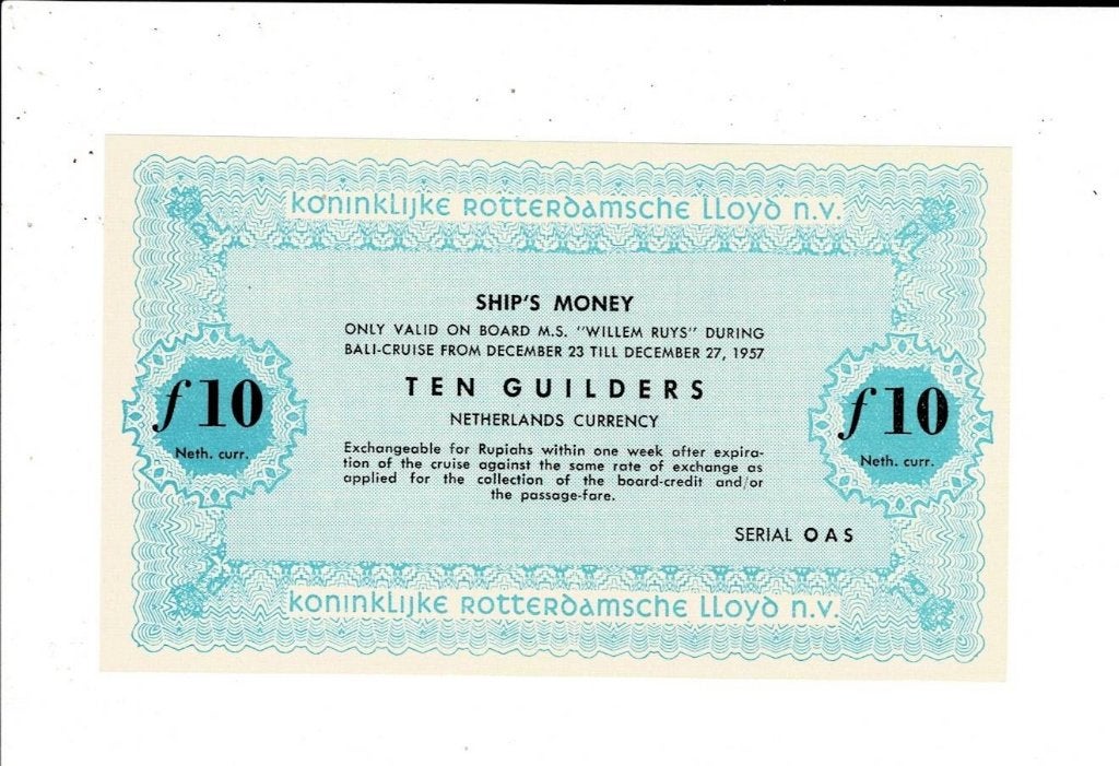Scheepsgeld, 10 gulden Willem Ruis 1957 - UNC, Verzenden, 10 gulden