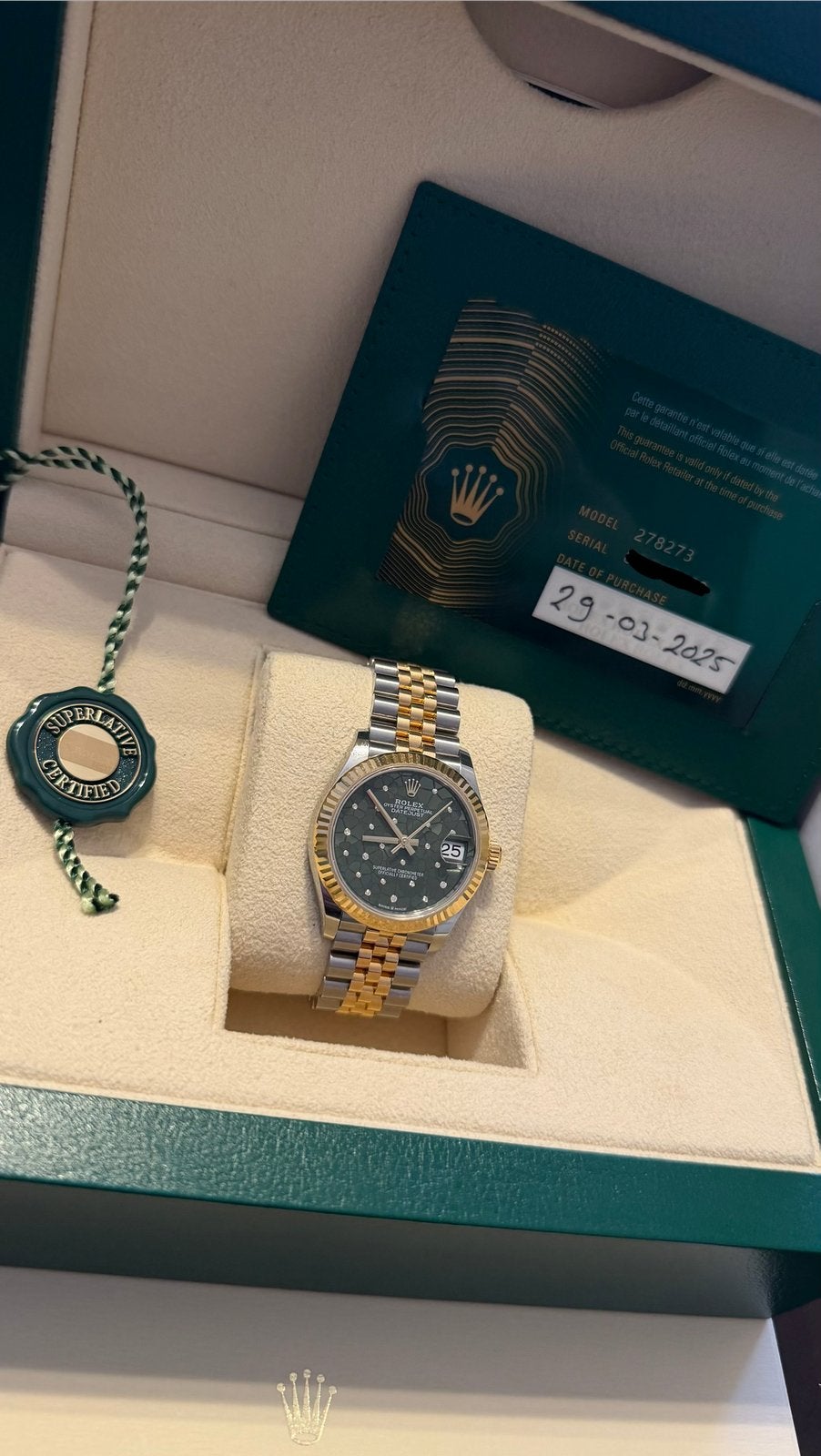 Rolex Datejust 31 | Floral Green | 278273 | NEW 2025, Ophalen, Zo goed als nieuw, Staal, Rolex