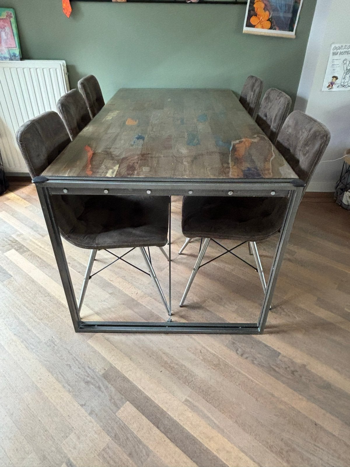 Eettafel met 6 stoelen, Ophalen, Gebruikt, 50 tot 100 cm, Vijf personen of meer