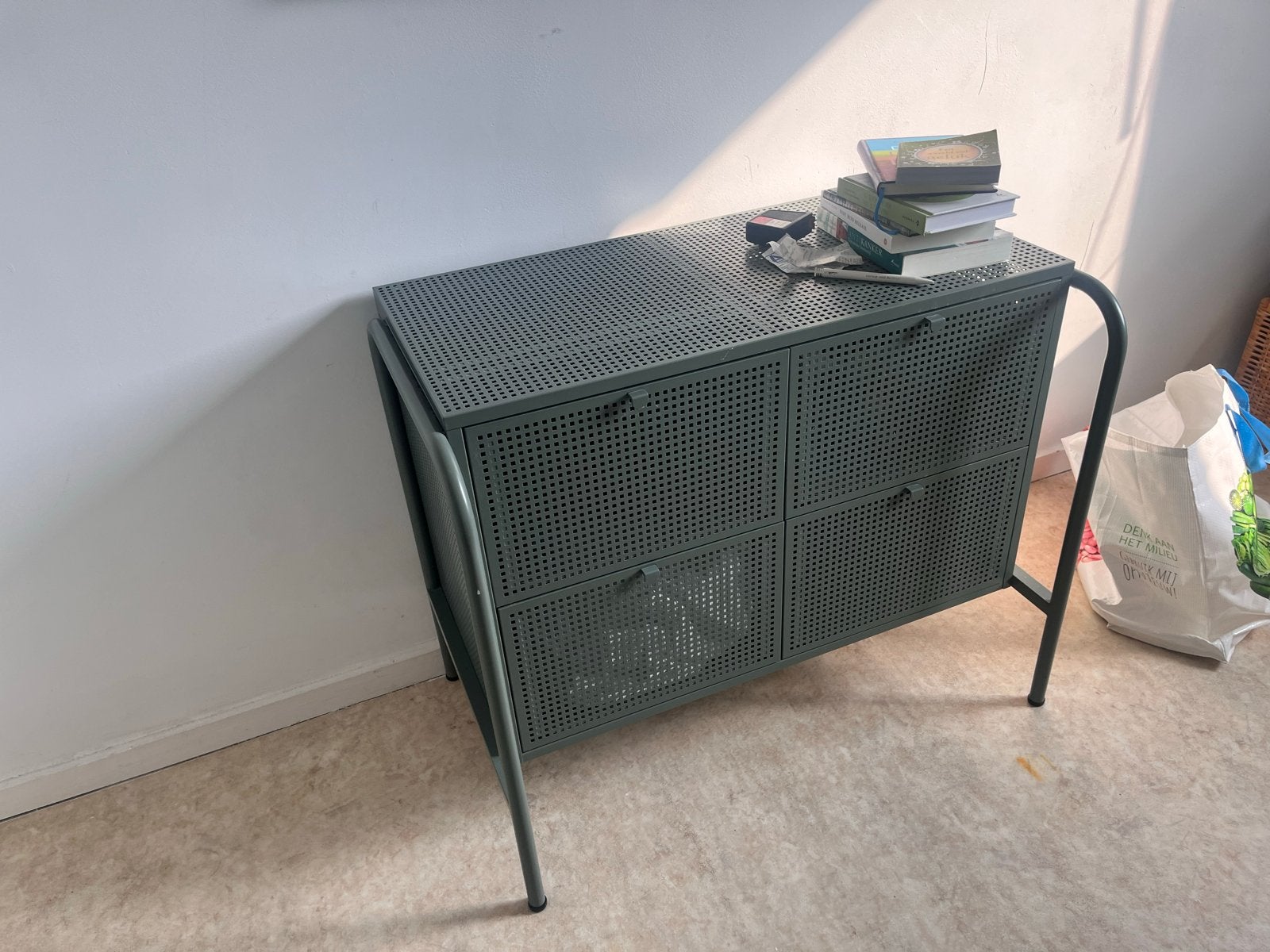 Mooie metalen ladekast in groen, Huis en Inrichting, 3 of 4 laden, Ophalen of Verzenden, Gebruikt, Metaal