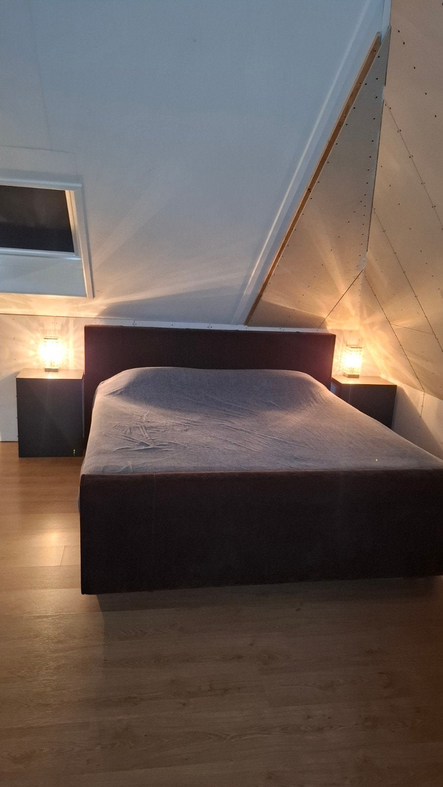 Boxspring bed Norma 180x210cm met 2 matrassen, Ophalen, Gebruikt, Bruin, 210 cm