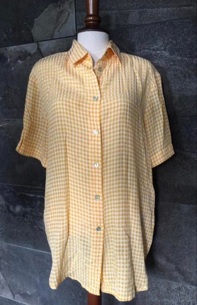Zaza klassiek geel/wit geruite blouse overhemd tuniek, Ophalen of Verzenden, Zo goed als nieuw, Maat 38/40 (M), Geel