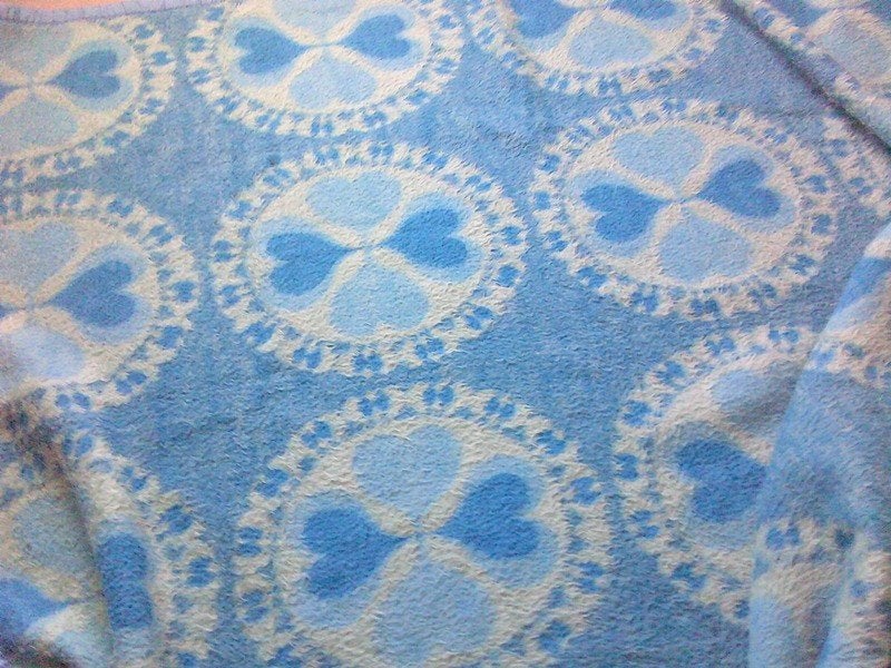 Retro blauwtinten deken van "sherpa" ca.205x160cm, Gebruikt, Blauw, Tweepersoons, Ophalen of Verzenden