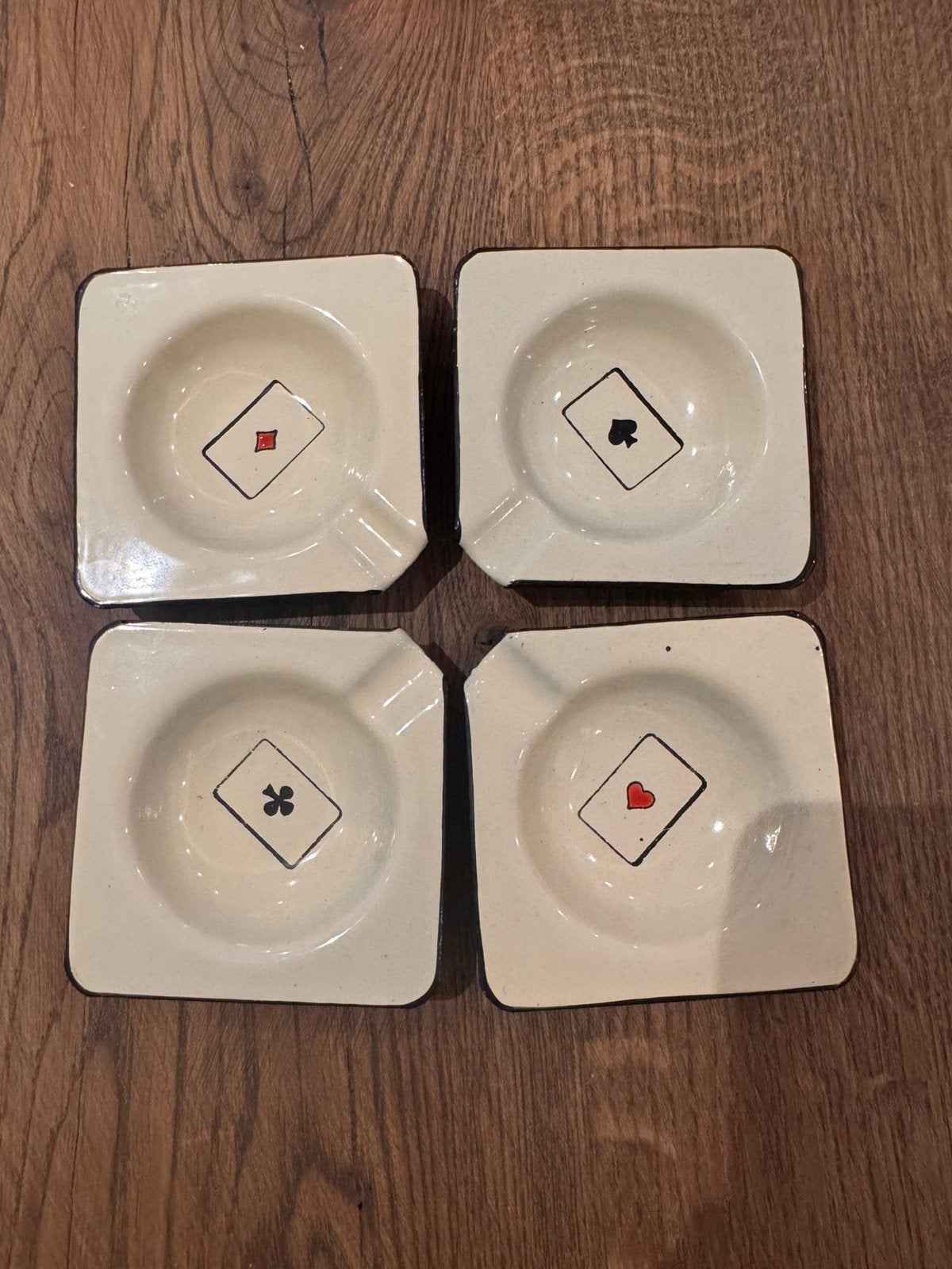 Oude emaille asbakjes speelkaart, Antiek en Kunst, Ophalen