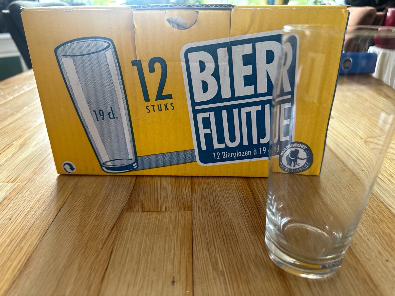 12 Bierglazen Fluitje 19 cl - Nieuw in doos, Ophalen, Nieuw, Overige merken, Glas