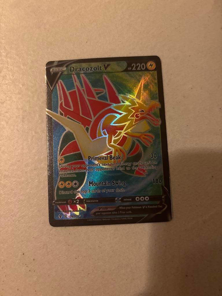 Pokémon kaart Dracozolt V, Verzenden, Gebruikt, Losse kaart, Foil