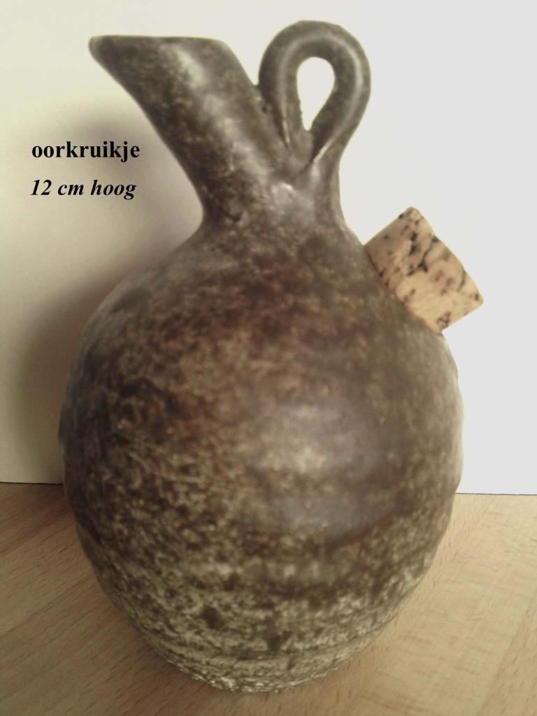 Oorkruik Oliekruikje met oortje en kurk 12h vintage, Ophalen