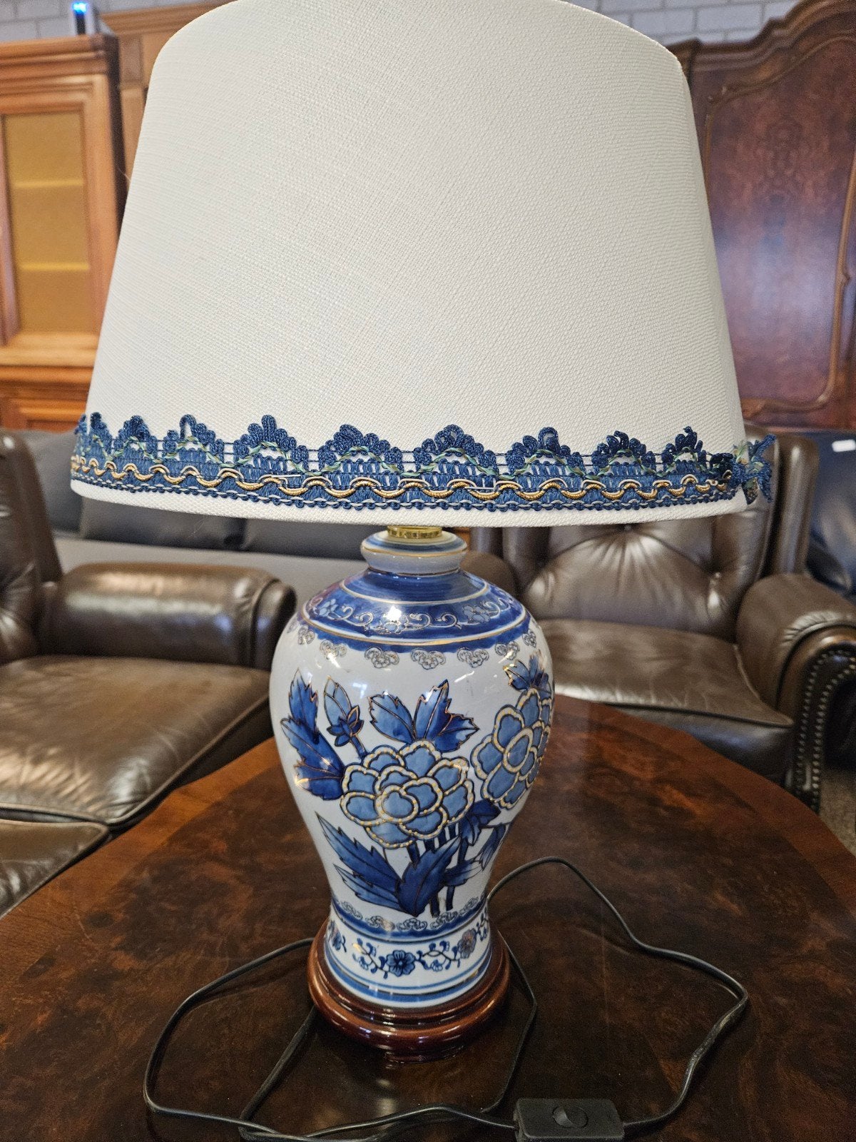 Prachtige Oosterse Tafellamp met Blauw-Wit Decor, Ophalen