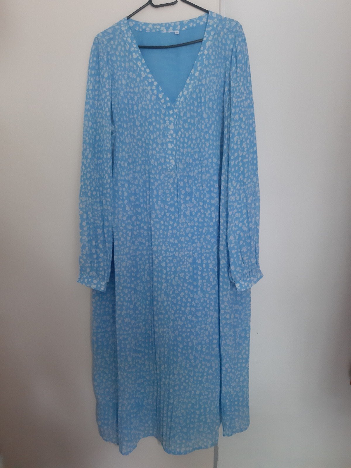 Lichtblauwe jurk met bloemenprint, Kleding | Dames, Blauw, Maat 46/48 (XL) of groter, Ophalen of Verzenden, Zo goed als nieuw