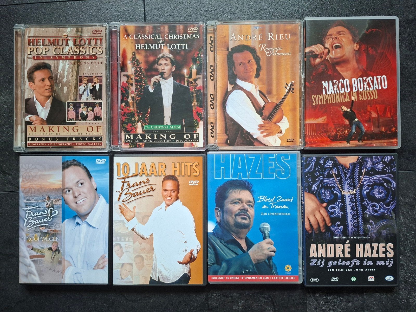 Diverse DVD's: Frans Bauer, André Hazes, Helmut Lotti, Rieu, Ophalen, Gebruikt, Alle leeftijden, Concert