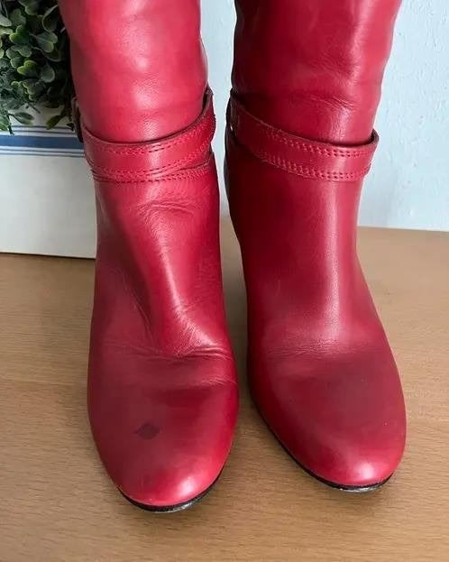 Lavorazione Artigiana rood leren laarzen maat 37 [DMv], Hoge laarzen, Ophalen of Verzenden, Zo goed als nieuw, Rood