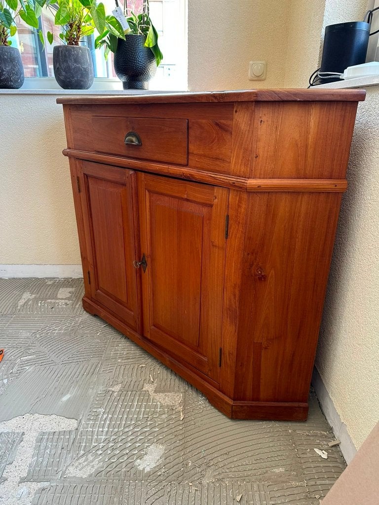 Houten dressoir hoekkast, Huis en Inrichting, Ophalen, Gebruikt, 100 tot 150 cm, Teakhout