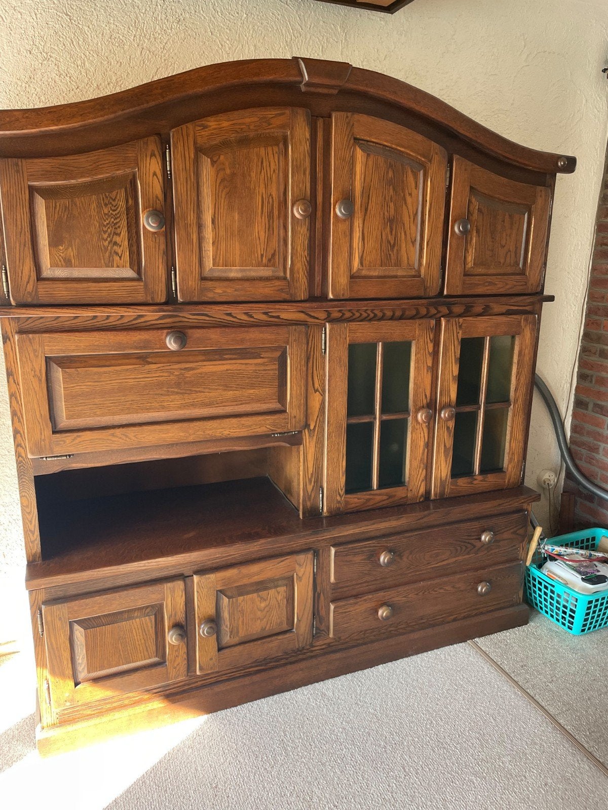 Massief eiken dressoir/kast - 3 losse delen, Ophalen of Verzenden, Gebruikt