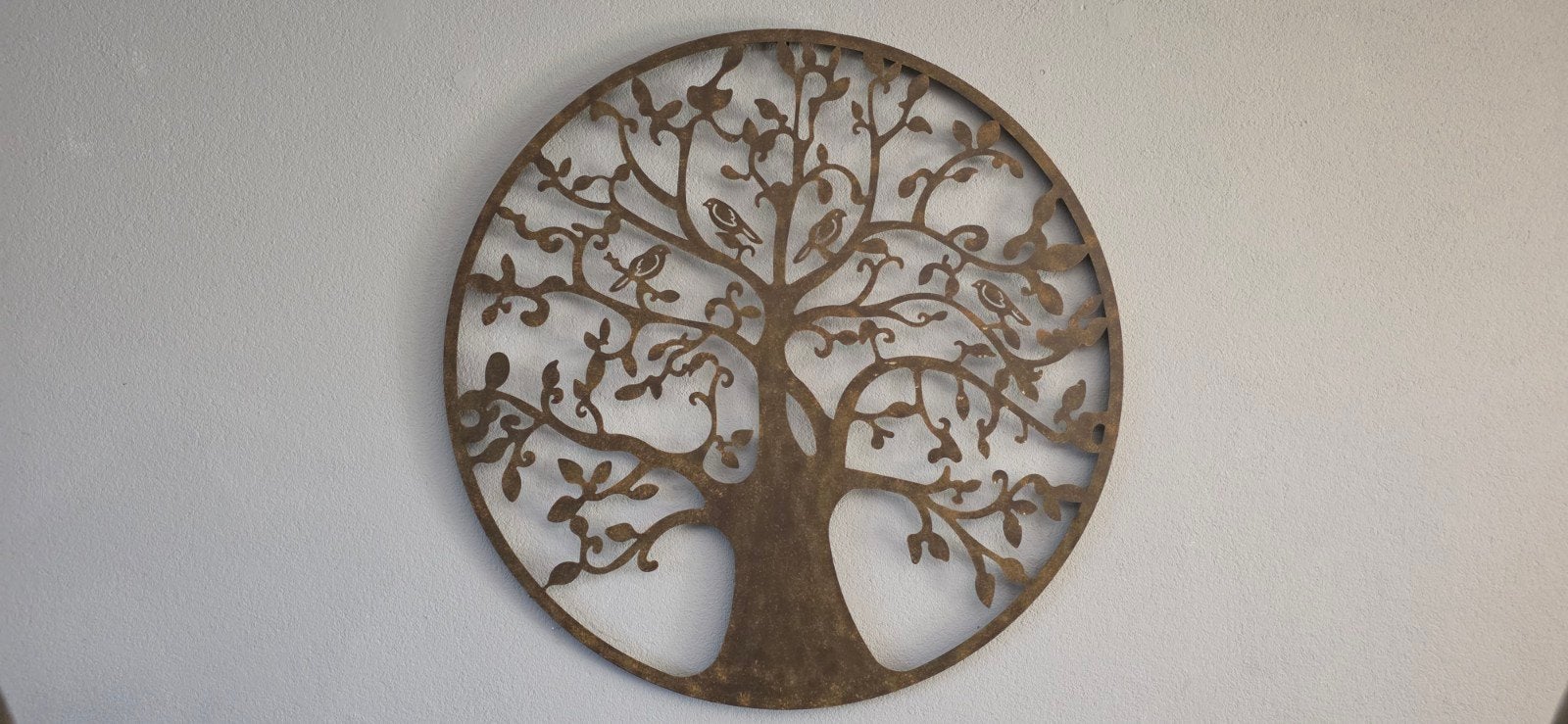 Metalen Wanddecoratie - Levensboom met Vogels (Ø 95 cm), Ophalen, Metaal, Gebruikt, Decoratieobject