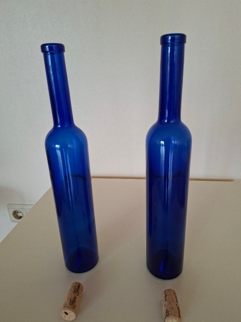 Kobalt blauwe wijnflessen, Ophalen of Verzenden