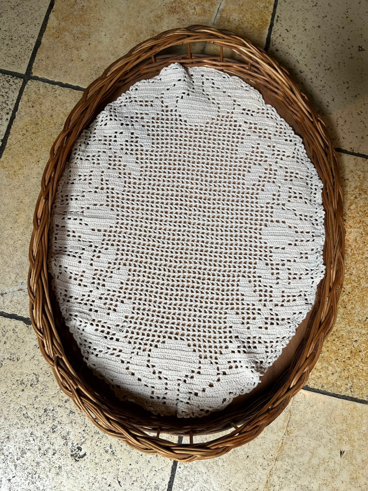 Theeblad met kleedje, Ophalen, Gebruikt, Rechthoekig, Hout