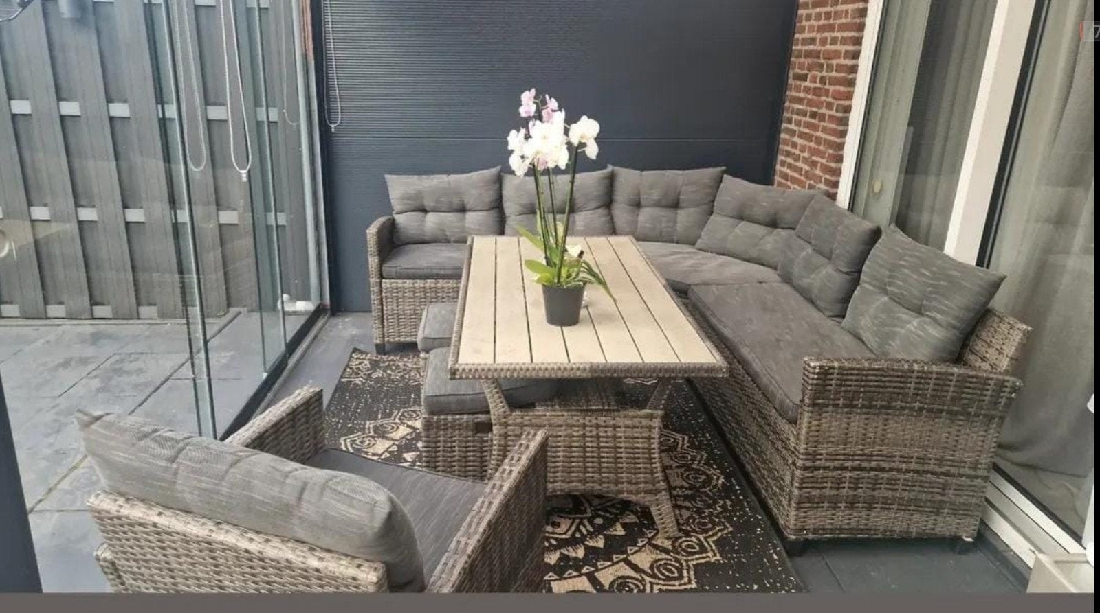 Dining tuinset, Tuin en Terras, Ophalen, Zo goed als nieuw, Rotan, 7 zitplaatsen