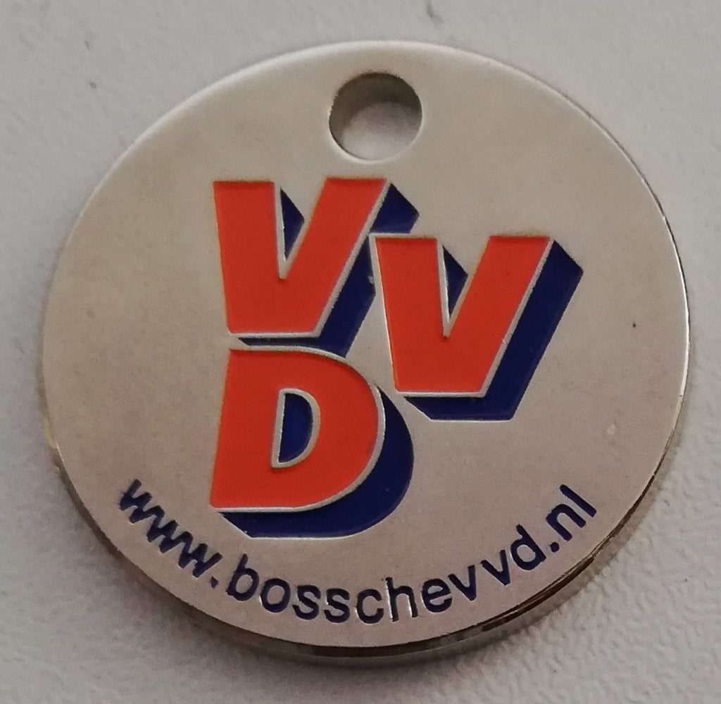 Winkelwagenmuntje gemeentepartij VVD Den Bosch, Ophalen of Verzenden