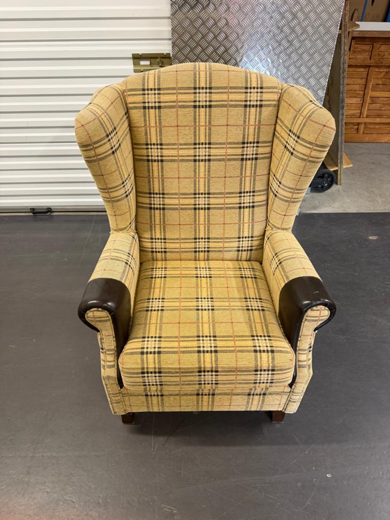 2 Ouderwetse stoelen met Schotse ruit, Antiek en Kunst, Ophalen