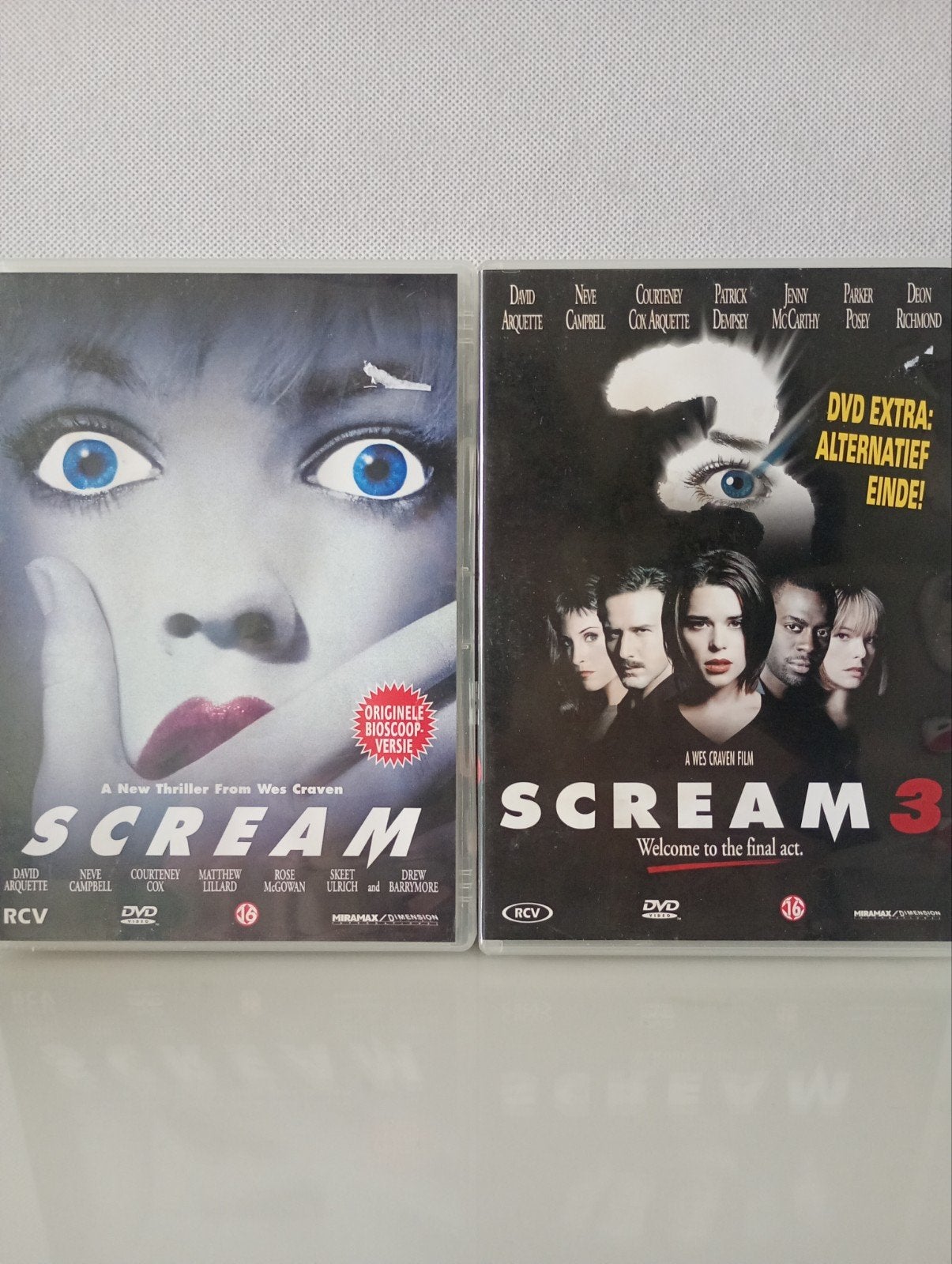 Scream 1 & 3 DVD - Horrorfilms van Wes Craven, Cd's en Dvd's, Dvd's | Horror, Ophalen, Vanaf 16 jaar, Extra's, Gebruikt
