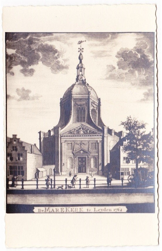 Leiden - Illustratie De Marekerk, Verzenden, 1940 tot 1960, Ongelopen, Zuid-Holland