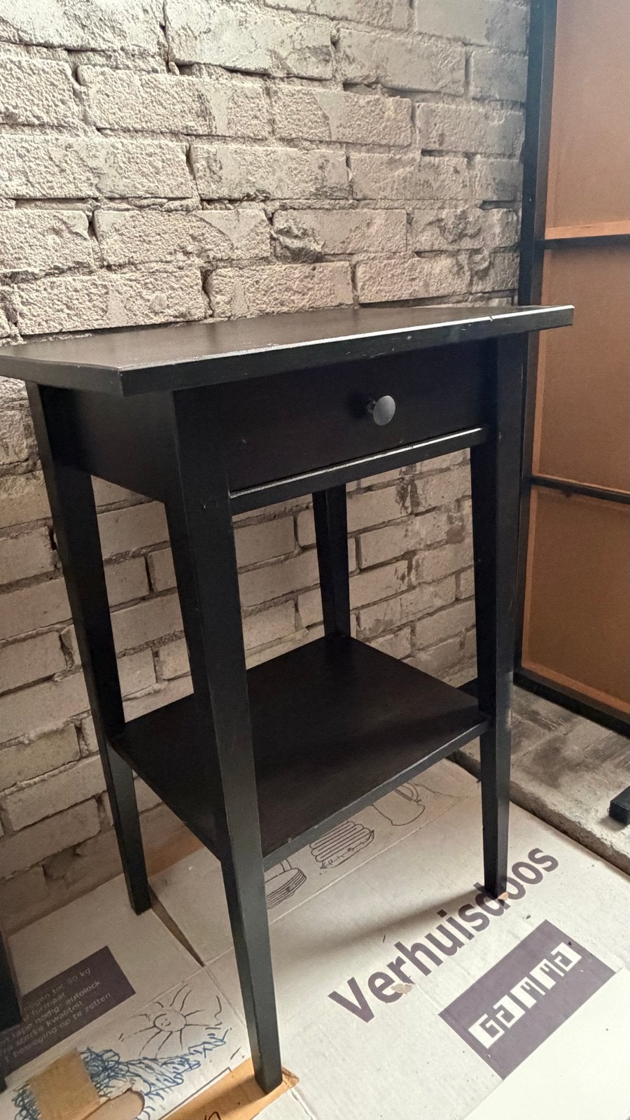 IKEA HEMNES Nachtkastje/Bijzettafel - Zwart, Ophalen, Gebruikt, 55 tot 75 cm, 60 cm of meer