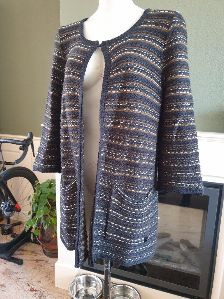 Dame Blanche super mooie zwart bruin vest cardigan L 42 44, Kleding | Dames, Truien en Vesten, Verzenden, Maat 42/44 (L), Zo goed als nieuw