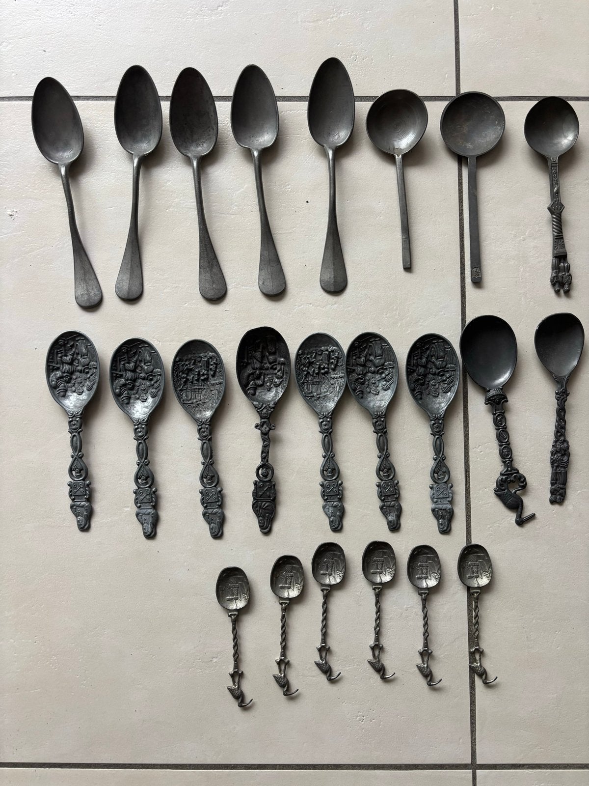 Mooie verzameling tinnen lepels, Antiek en Kunst, Ophalen of Verzenden