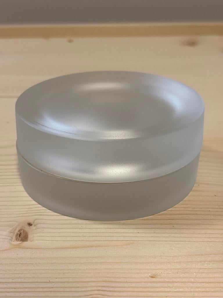 Glazen schaal met metalen deksel - Modern design, Ophalen of Verzenden