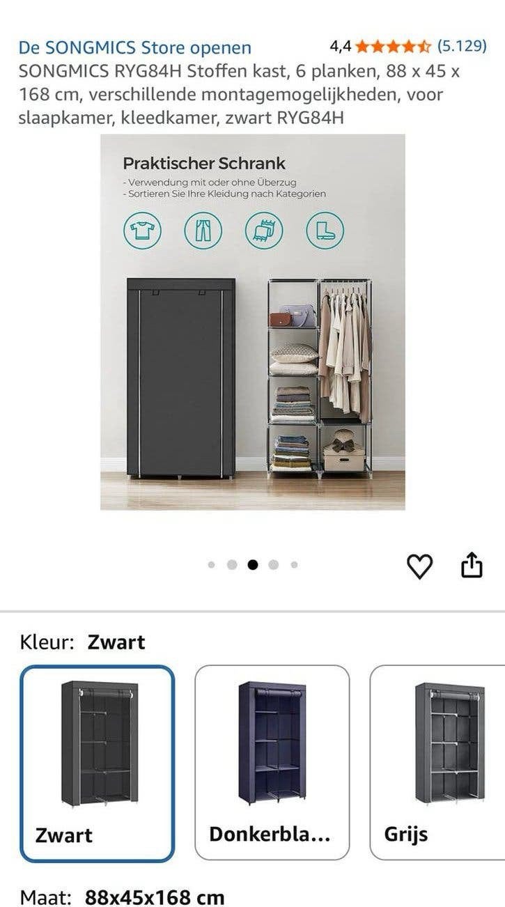 SONGMICS Stoffen Kast - Nieuw in doos, Met plank(en), Kunststof, Nieuw, 150 tot 200 cm
