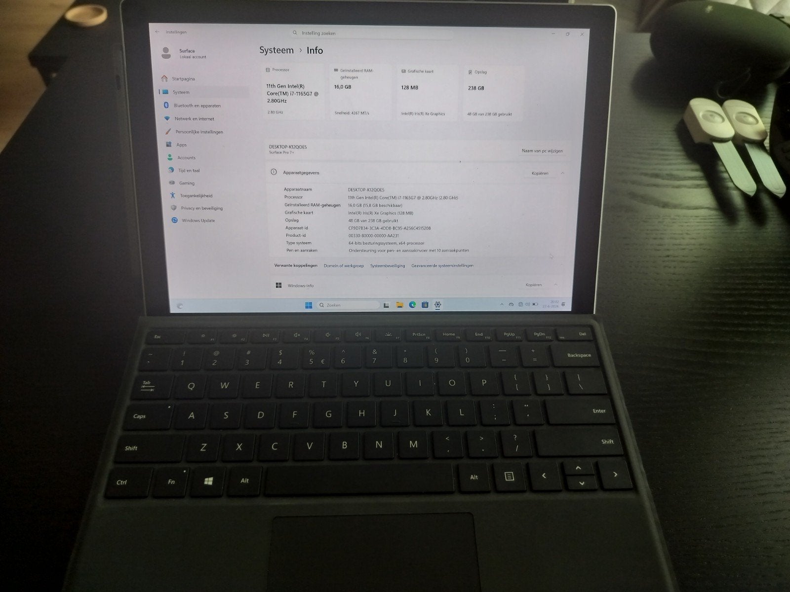 Microsoft Surface Pro 7+ i7 met screenprotector en pen, Computers en Software, Windows Tablets, Gebruikt, Wi-Fi, 12 inch, 256 GB