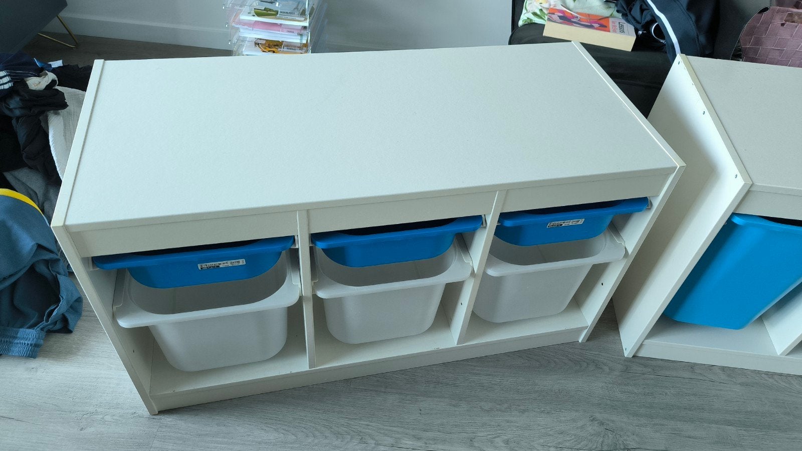 Set van 2 IKEA kasten met 12 opbergbakken, Gebruikt, Kast, 100 cm of meer, Minder dan 50 cm