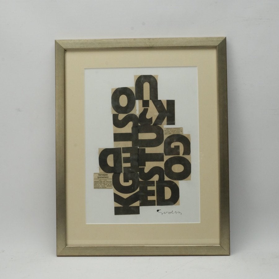 Siep van den Berg, compositie met letters, Ophalen of Verzenden, Abstract, Overige techniek