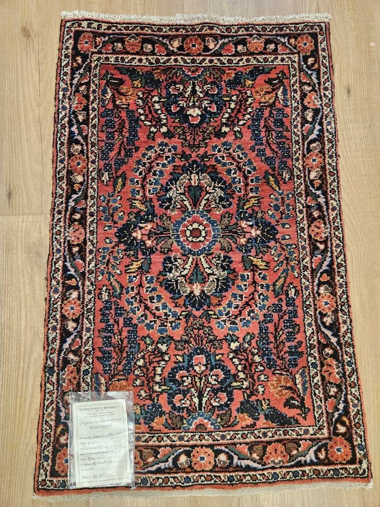 Vintage handgeknoopt perzisch tapijt hamadan 92x57, Info@SlatsAntiek.nl, Tweedehands, 50 tot 100 cm, Perzisch