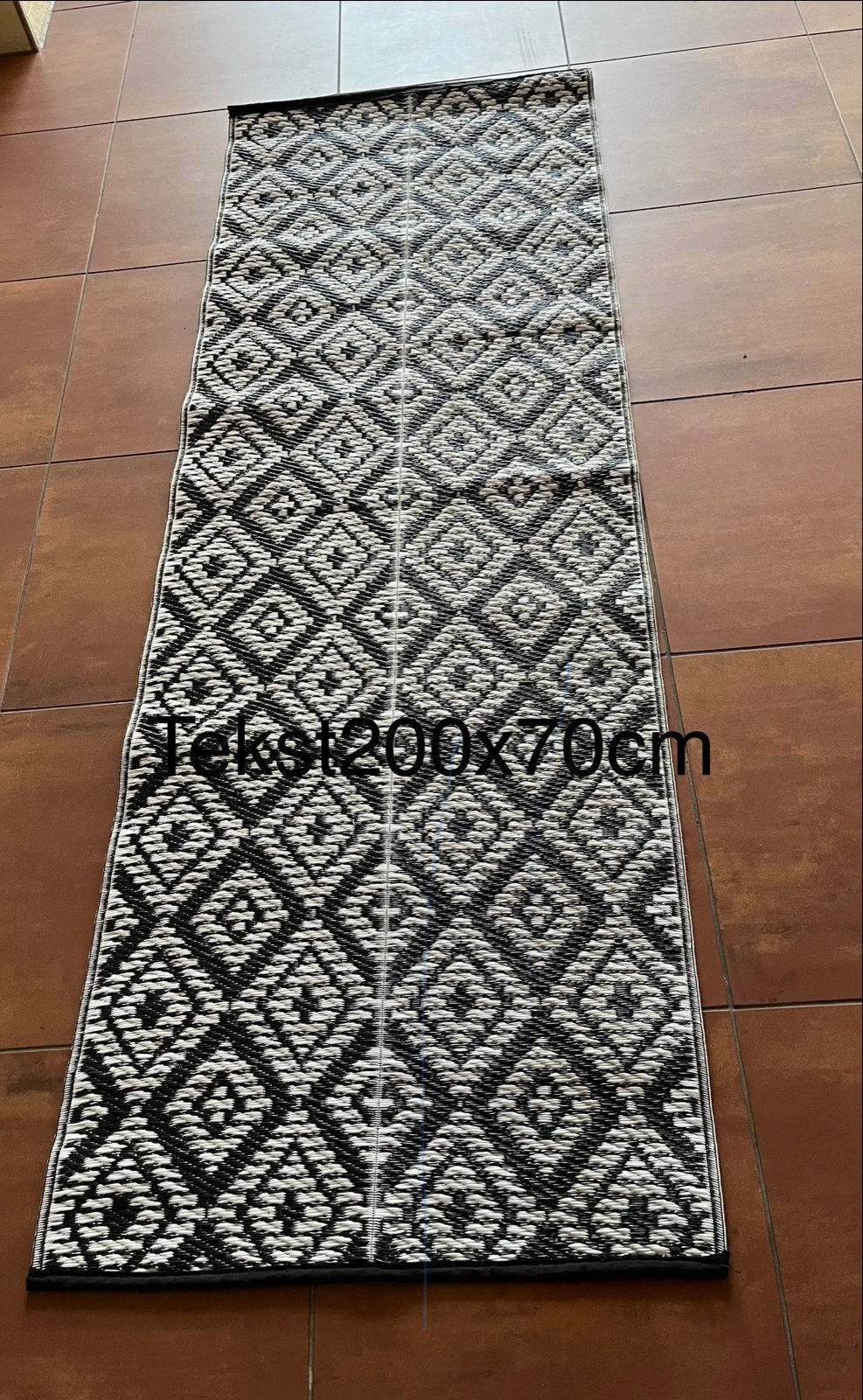Zwart-wit buitenkleed 200x70cm nieuw, Huis en Inrichting, Stoffering | Tapijten en Kleden, Ophalen, Zwart, Nieuw, 50 tot 100 cm
