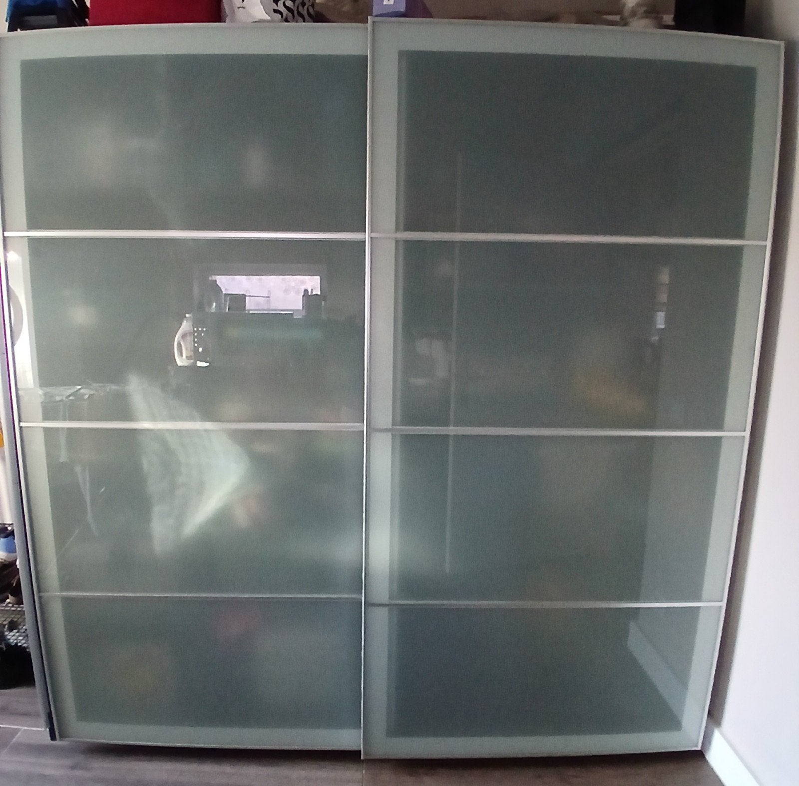 pax kast met schuifdeuren en matglas, Ophalen, Gebruikt, 200 cm of meer, Met plank(en)